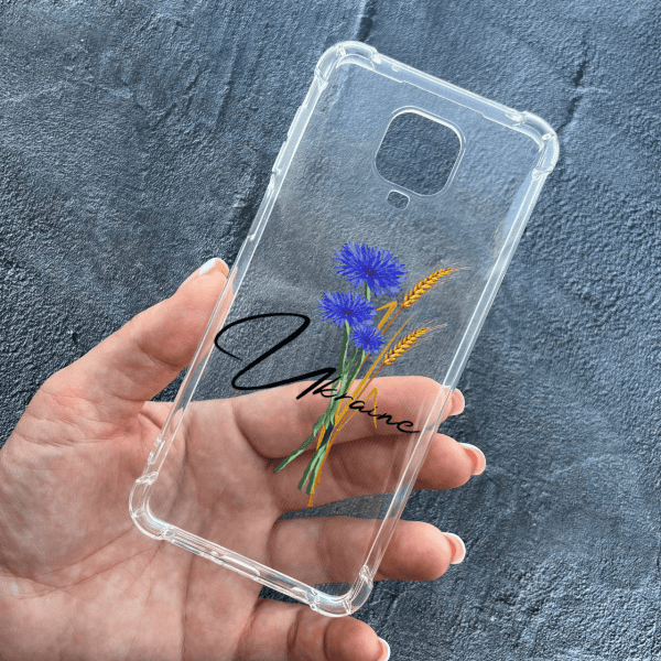 Чехол для Xiaomi Redmi Note 9s / Note 9 Pro / Note 9 Pro Max патриотический с волошкой противоударный прозрачный силиконовый чехол