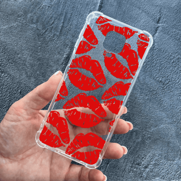 Чехол для Xiaomi Redmi Note 9s / Note 9 Pro / Note 9 Pro Max с красными губами противоударный прозрачный силиконовый чехол