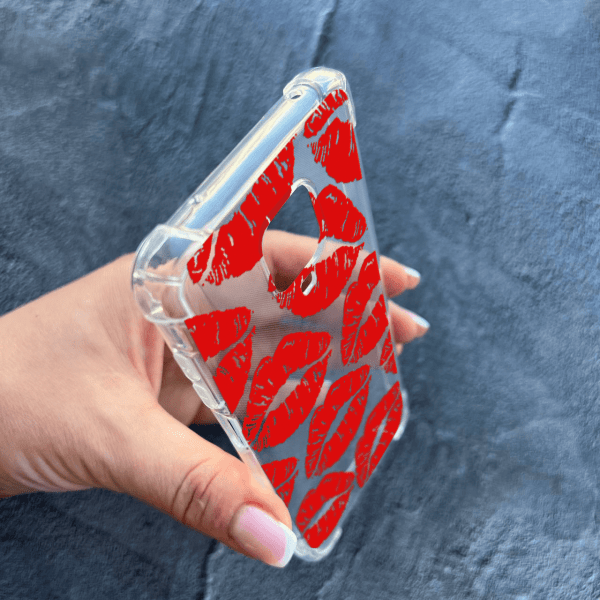 Чехол для Xiaomi Redmi Note 9s / Note 9 Pro / Note 9 Pro Max с красными губами противоударный прозрачный силиконовый чехол