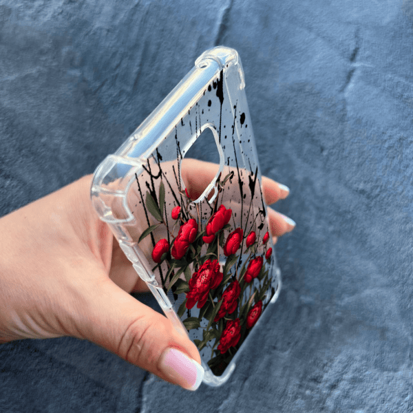 Чехол для Xiaomi Redmi Note 9s / Note 9 Pro / Note 9 Pro Max с цветами красные пионы маленькие противоударный прозрачный силиконовый чехол