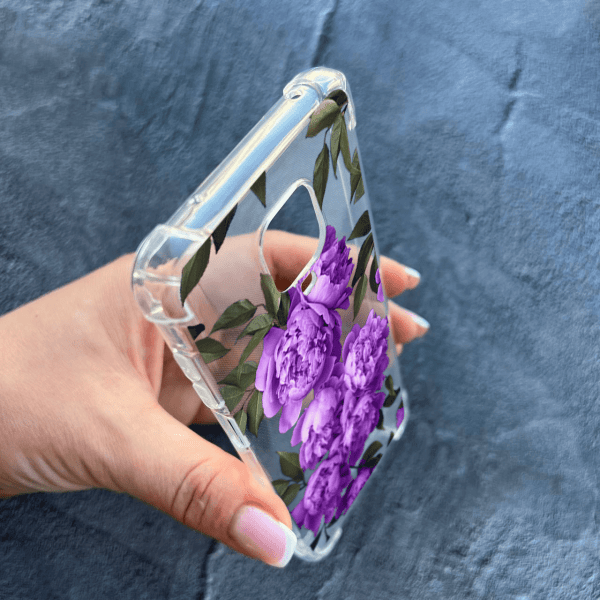 Чохол для Xiaomi Redmi Note 9s / Note 9 Pro / Note 9 Pro Max з квітами бузкові півонії протиударний прозорий силіконовий чохол