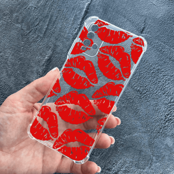 Чехол для Xiaomi Redmi 9T с защитой камеры с красными губами противоударный прозрачный силиконовый чехол