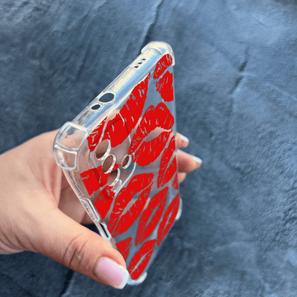 Чехол для Xiaomi Redmi 9T с защитой камеры с красными губами противоударный прозрачный силиконовый чехол