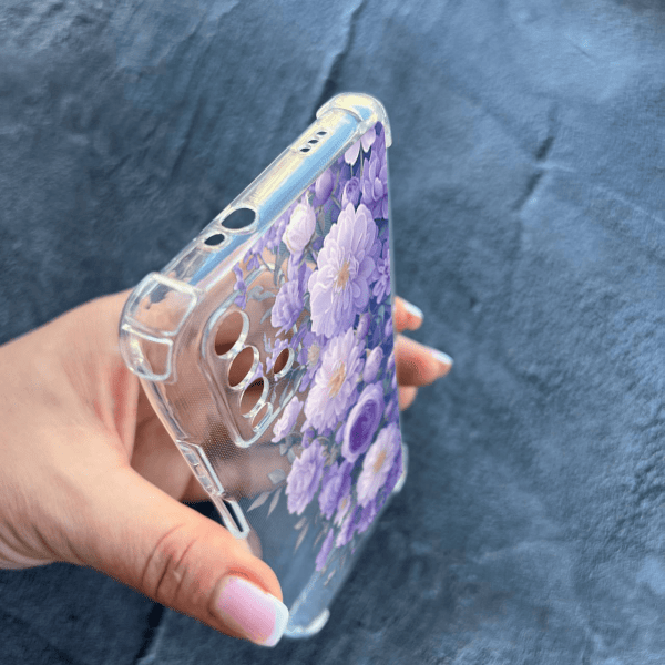 Чехол для Xiaomi Redmi 9T с защитой камеры с цветами лавандовые пионы нежные противоударный прозрачный силиконовый чехол