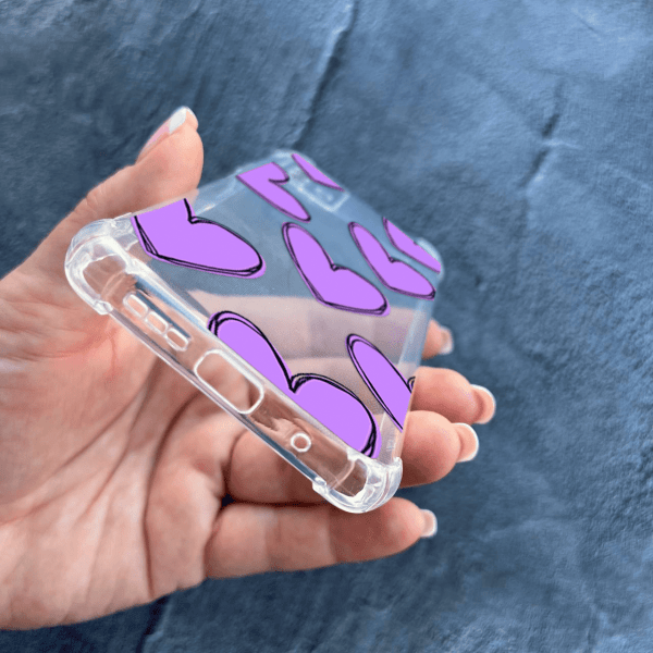 Чехол для Xiaomi Redmi 9T с защитой камеры с лавандовыми сердечками противоударный прозрачный силиконовый чехол
