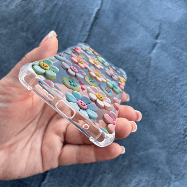 Чехол для Xiaomi Redmi 9T с защитой камеры детский с цветами и смайликами противоударный прозрачный силиконовый чехол