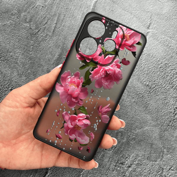Чохол для Xiaomi Redmi Note 14 4G з захистом камери з квітами та дощем
