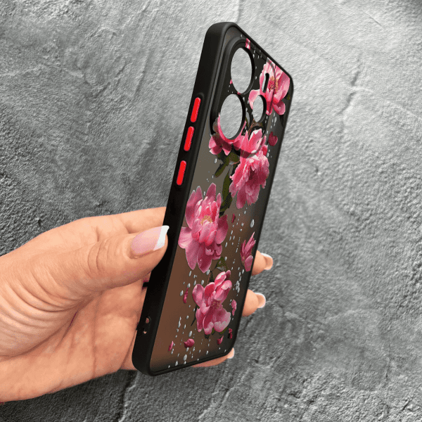 Чохол для Xiaomi Redmi Note 14 4G з захистом камери з квітами та дощем