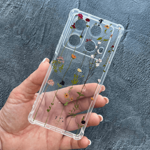 Чехол для Infinix Note 40 4G с защитой камеры с цветами лианы противоударный прозрачный силиконовый чехол
