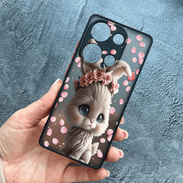 Чохол для Xiaomi Redmi Note 13 Pro 4G / Poco M6 Pro 4G / Xiaomi Redmi Note 14S з захистом камери з зайчиком в пелюстках