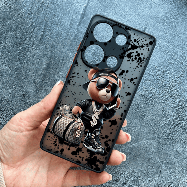 Чeхол для Xiaomi Redmi Note 13 Pro 4G / Poco M6 Pro 4G / Xiaomi Redmi Note 14S с защитой камеры с мишкой Тедди