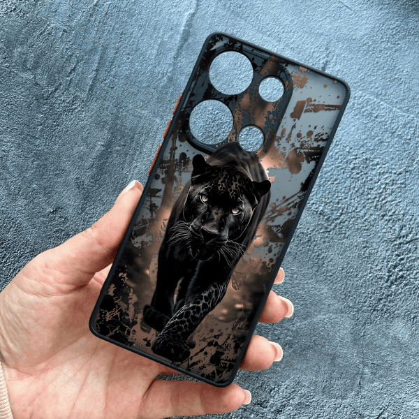 Чехол для Xiaomi Redmi Note 13 Pro 4G / Poco M6 Pro 4G / Xiaomi Redmi Note 14S с защитой камеры черная пантера