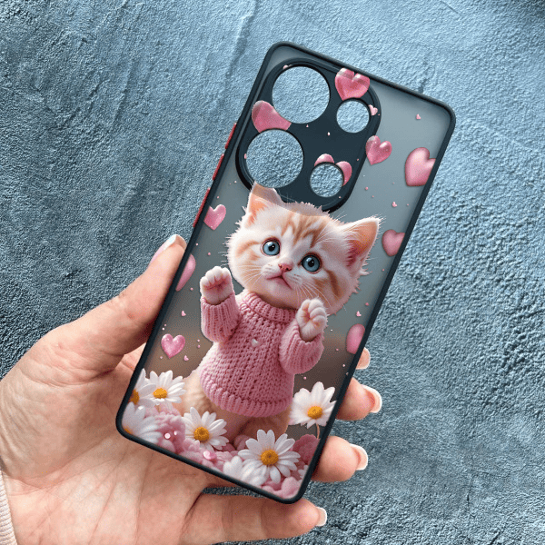Чохол для Xiaomi Redmi Note 13 Pro 4G / Poco M6 Pro 4G / Xiaomi Redmi Note 14S з захистом камери з котиком в квітах ромашки