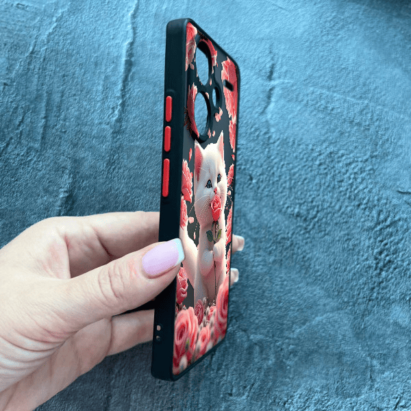 Чохол для Xiaomi Redmi Note 13 Pro Plus з захистом камери з котиком в квітах трояндах