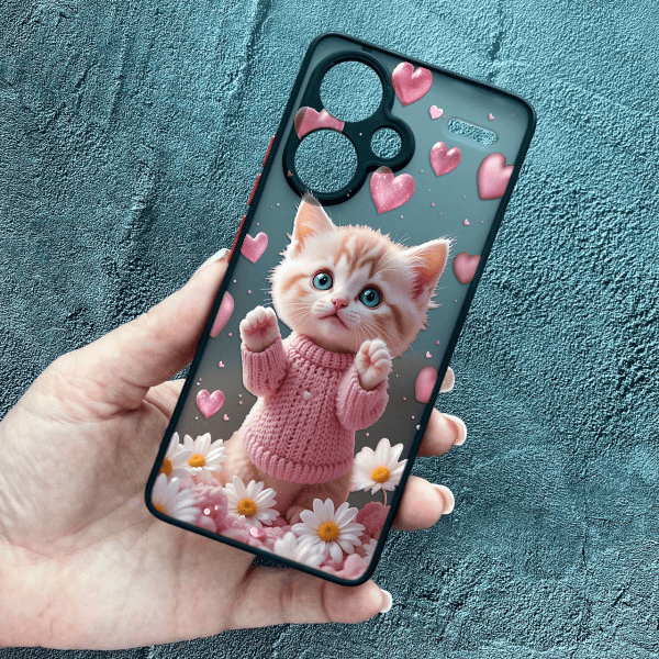 Чохол для Xiaomi Redmi Note 13 Pro Plus з захистом камери з котиком в квітах ромашки