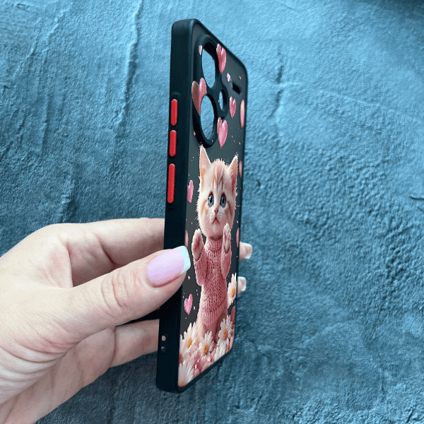 Чохол для Xiaomi Redmi Note 13 Pro Plus з захистом камери з котиком в квітах ромашки