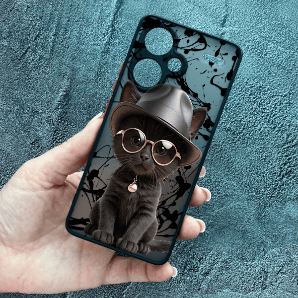 Чохол для Xiaomi Redmi Note 13 Pro Plus з захистом камери з котиком в капелюсі