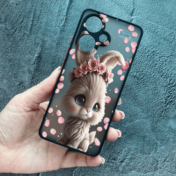 Чохол для Xiaomi Redmi Note 13 Pro Plus з захистом камери з зайчиком в пелюстках