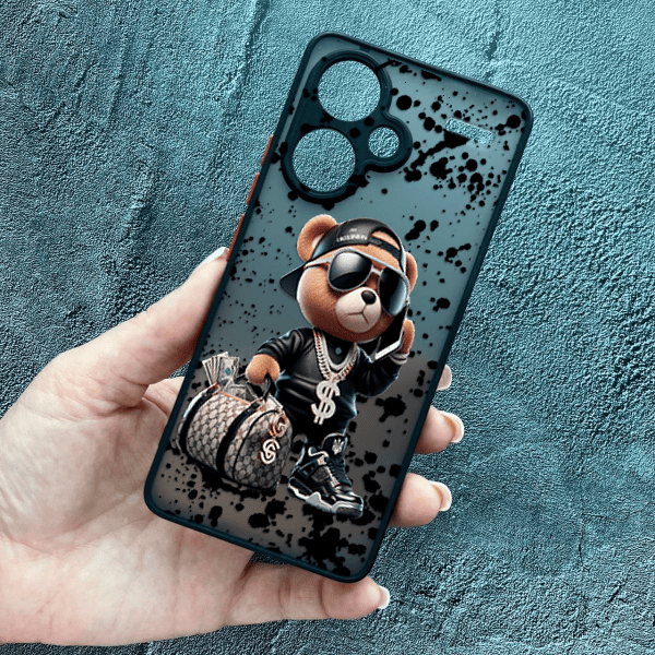 Чeхол для Xiaomi Redmi Note 13 Pro Plus с защитой камеры с мишкой Тедди