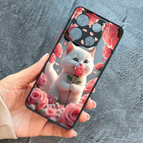 Чохол для Xiaomi Redmi Note 13 Pro 5G / Xiaomi Poco X6 5G з захистом камери з котиком в квітах трояндах