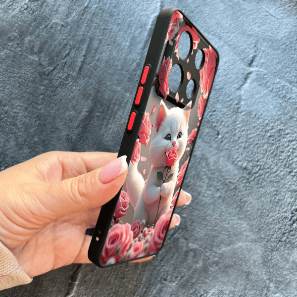 Чохол для Xiaomi Redmi Note 13 Pro 5G / Xiaomi Poco X6 5G з захистом камери з котиком в квітах трояндах