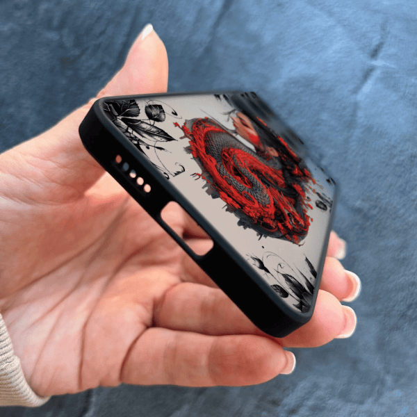 Чехол для Xiaomi Redmi Note 13 Pro 5G / Xiaomi Poco X6 5G с защитой камеры девушка с драконом