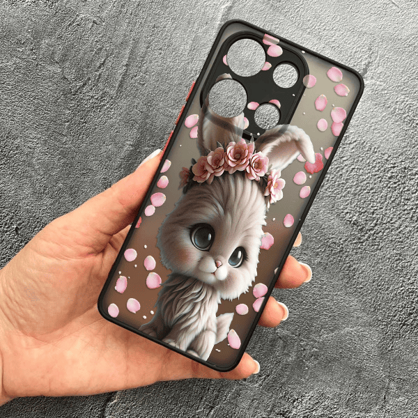 Чохол для Xiaomi Redmi Note 13 4G з захистом камери з зайчиком в пелюстках