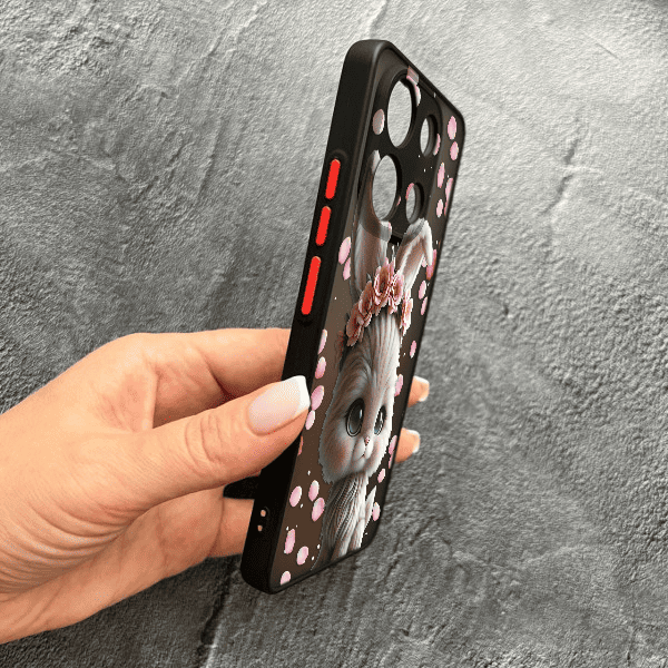 Чохол для Xiaomi Redmi Note 13 4G з захистом камери з зайчиком в пелюстках