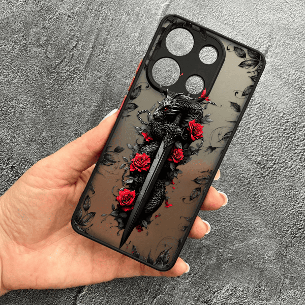 Чохол для Xiaomi Redmi Note 13 4G з захистом камери дракон з мечем