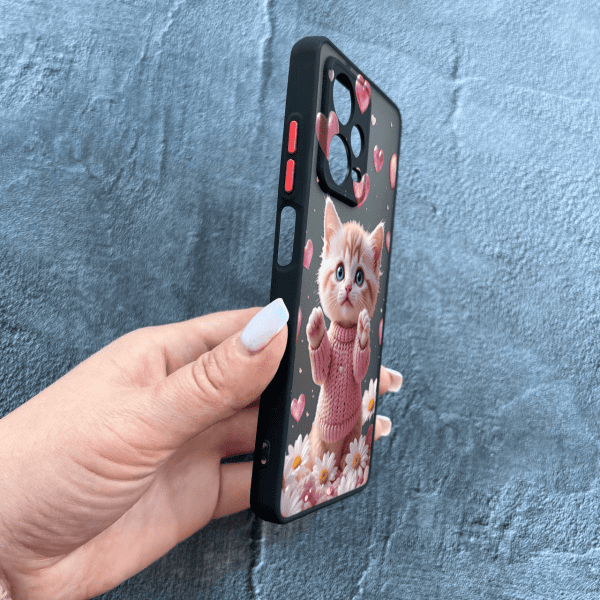 Чохол для Xiaomi Redmi Note 12 Pro 5G з захистом камери з котиком в квітах ромашки