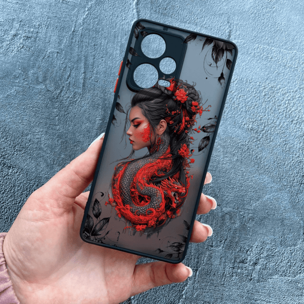 Чохол для Xiaomi Redmi Note 12 Pro 5G з захистом камери дівчина з драконом