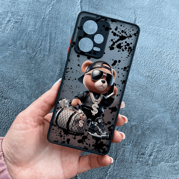 Чeхол для Xiaomi Redmi Note 12 Pro Plus с защитой камеры с мишкой Тедди