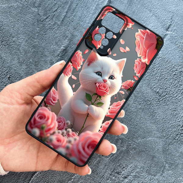Чохол для Xiaomi Redmi Note 11 Pro / Redmi Note 12 Pro 4G з захистом камери з котиком в квітах трояндах