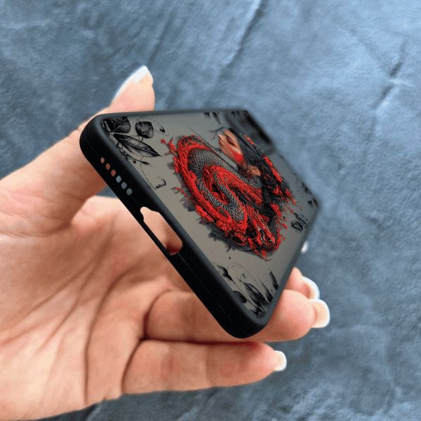 Чехол для Xiaomi Redmi Note 11 Pro / Redmi Note 12 Pro 4G с защитой камеры девушка с драконом