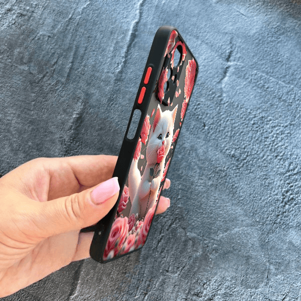 Чохол для Xiaomi Redmi Note 12S з захистом камери з котиком в квітах трояндах