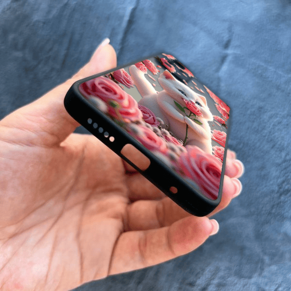 Чехол для Xiaomi Redmi Note 12S с защитой камеры с котом в цветах розах