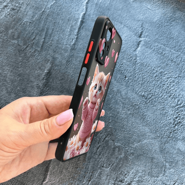 Чохол для Xiaomi Redmi Note 12S з захистом камери з котиком в квітах ромашки