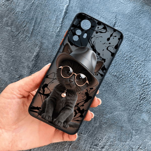 Чохол для Xiaomi Redmi Note 12S з захистом камери з котиком в капелюсі