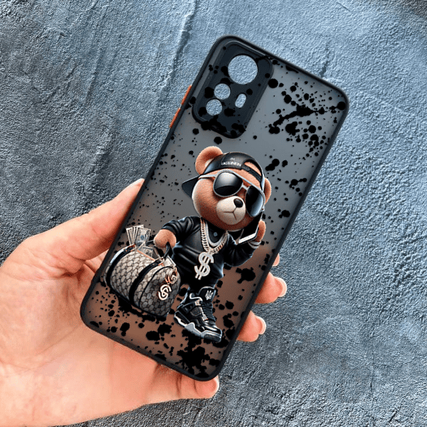 Чeхол для Xiaomi Redmi Note 12S с защитой камеры с мишкой Тедди