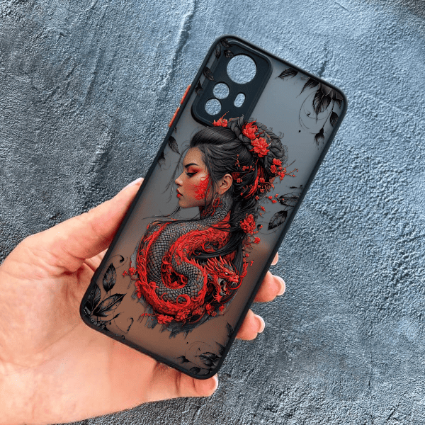 Чохол для Xiaomi Redmi Note 12S з захистом камери дівчина з драконом