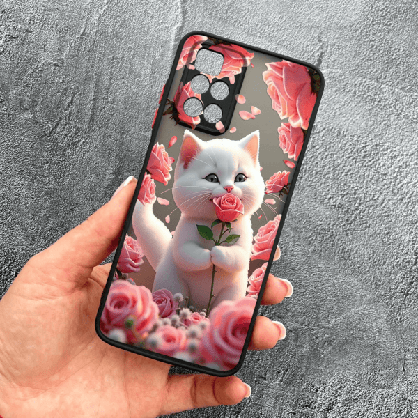 Чохол для Xiaomi Redmi Note 11 Pro Plus 5G з захистом камери з котиком в квітах трояндах