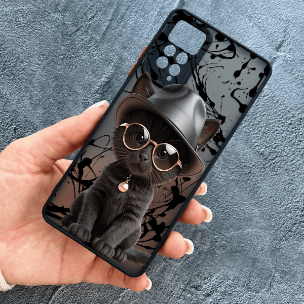 Чехол для Xiaomi Redmi Note 11 / Note 11s с защитой камеры с котом в шляпе