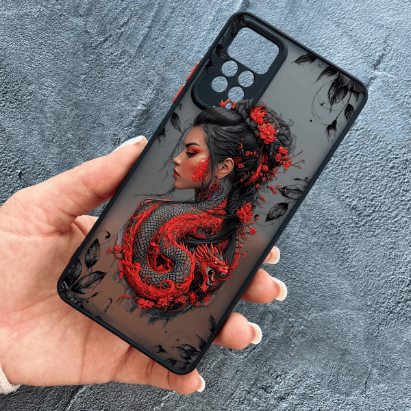 Чохол для Xiaomi Redmi Note 11 / Note 11s з захистом камери дівчина з драконом