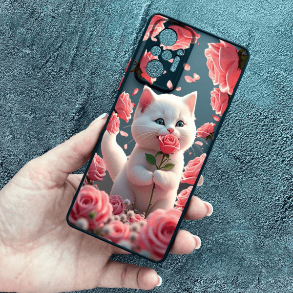 Чохол для Xiaomi Redmi Note 10 Pro з захистом камери з котиком в квітах трояндах