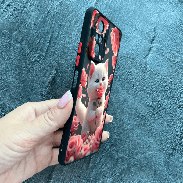 Чохол для Xiaomi Redmi Note 10 Pro з захистом камери з котиком в квітах трояндах
