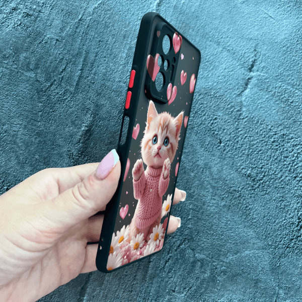 Чохол для Xiaomi Redmi Note 10 Pro з захистом камери з котиком в квітах ромашки