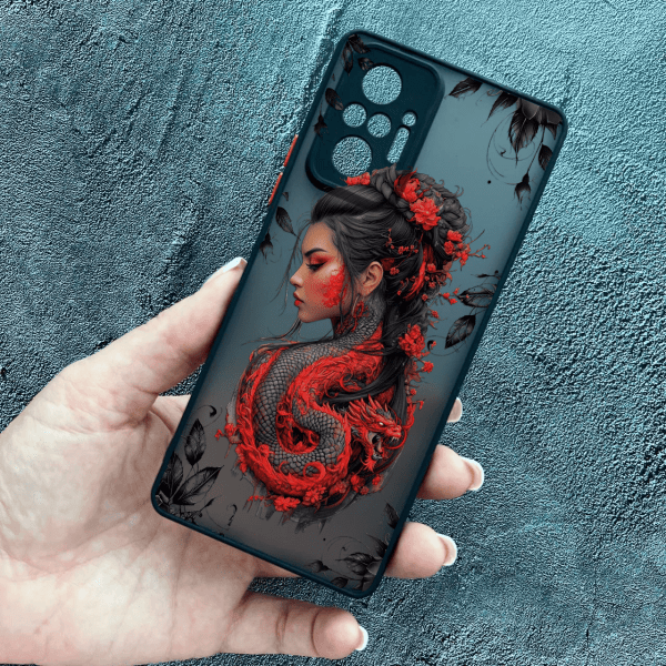 Чохол для Xiaomi Redmi Note 10 Pro з захистом камери дівчина з драконом