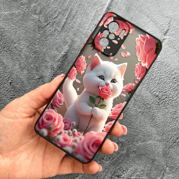 Чохол для Xiaomi Redmi Note 10 4G / Note 10s / Xiaomi Poco M5s з захистом камери з котиком в квітах трояндах
