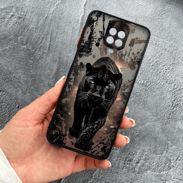 Чехол для Xiaomi Redmi Note 9s / Note 9 Pro / Note 9 Pro Max с защитой камеры черная пантера