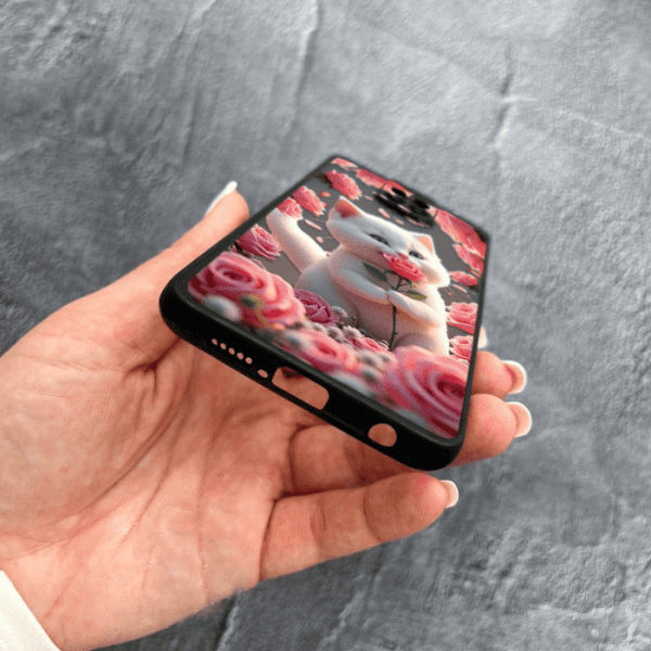 Чехол для Xiaomi Redmi Note 9s / Note 9 Pro / Note 9 Pro Max с защитой камеры с котом в цветах розах